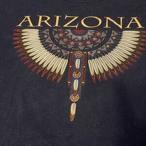 Vintage Arizona Beaded Aztec Print T-shirt 1990s Size Large Made in USA